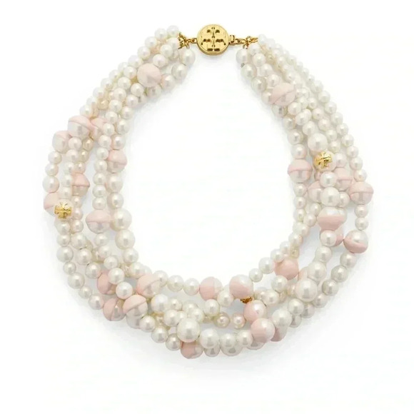 NWOT Rare Tory Burch Dipped Evie Pearl Statement Necklace - Picture 1 of 9